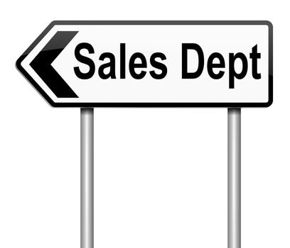 Illustration depicting a sign with a sales dept concept.