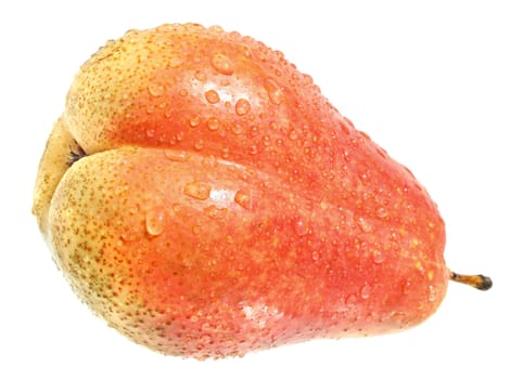 Ripe pear on a white background.