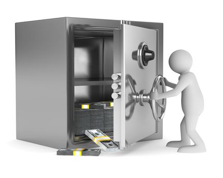 man and safe on white background. Isolated 3D image