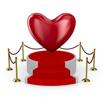 podium and heart on white background. Isolated 3D image