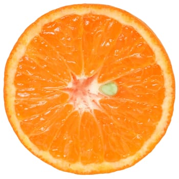 Cut oranges on a white background