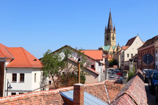 Sibiu, town in Transylvania, Romania. Townscape of the Old Town.