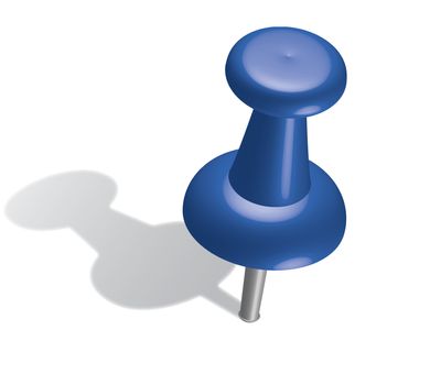  3d blue push pin. Vector
