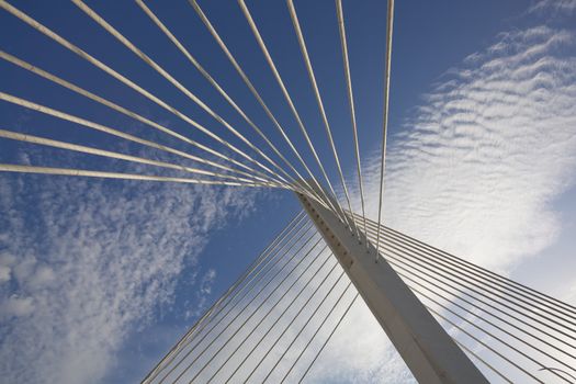 Abstract detail of Millennium bridge, Modern arhitectural construction on river Moraca, Podgorica, Capital city of Montenegro