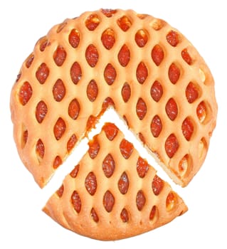 The Piece of the sweet pie on white background.