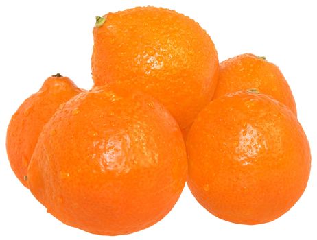 Ripe tangerines on a white background