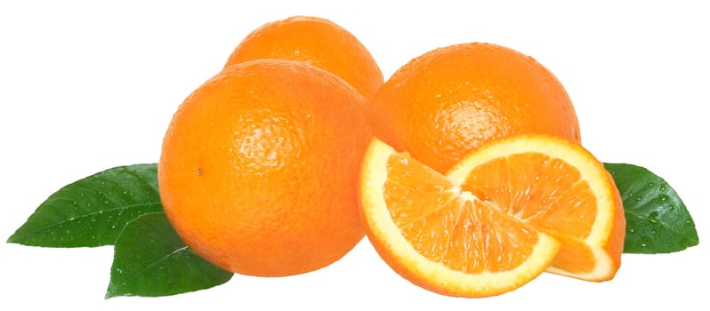 Ripe orange on a white background