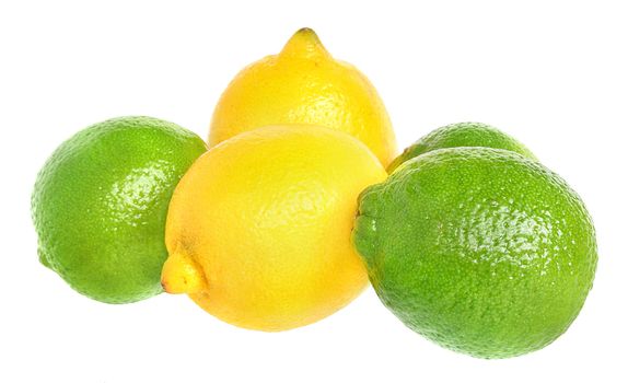 Fresh limes and lemons isolated.