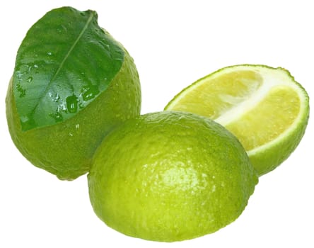 Fresh lime on a white background.