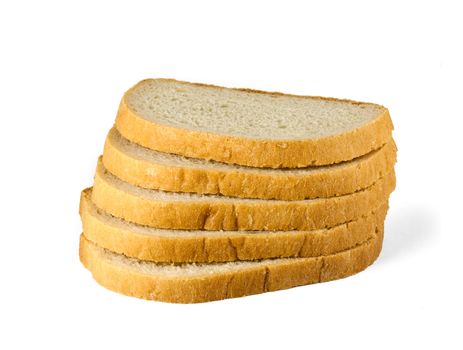 Slices of white bread isolated on white background