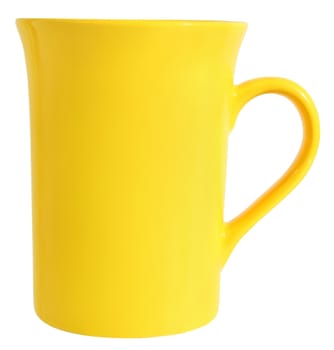 Yellow mug on a white background.