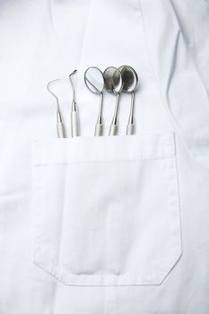 Doctur Suit - White Dentist Pocket With Angled Mirror