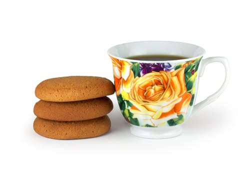 cap of tea and biscuit