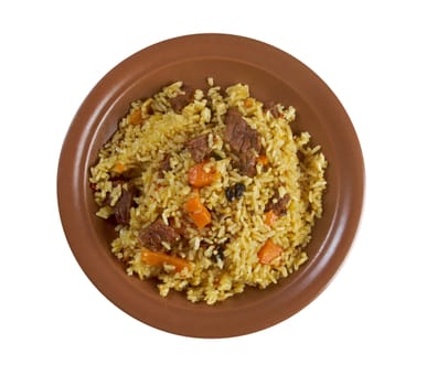Traditional oriental pilaf.close up