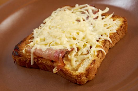 Cheese toast.Close up of toasted white bread in slices