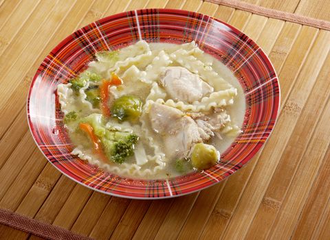 Chicken homemade  soup with noodle and vegetables