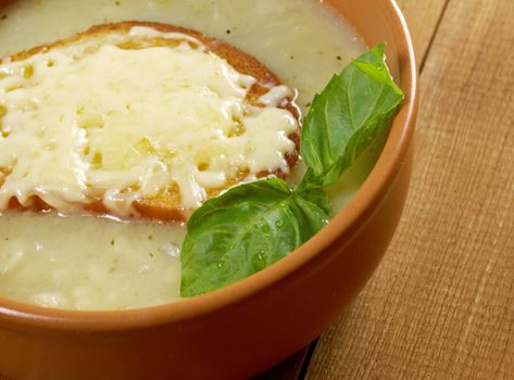 French homemade onion soup ..closeup