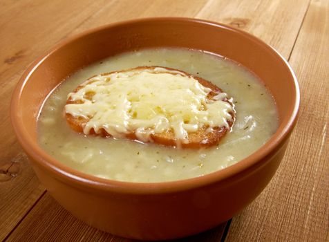 French homemade onion soup ..closeup