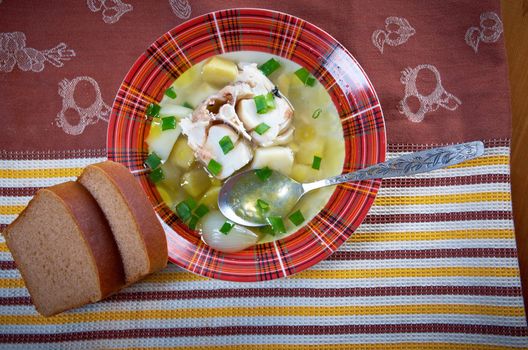 Ukha. Russian home  traditional fish soup.