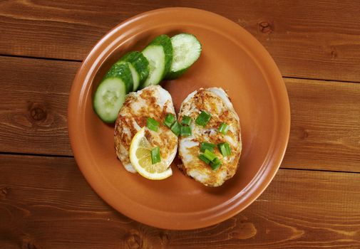 grilled t-bone codfish  steak and vegetables