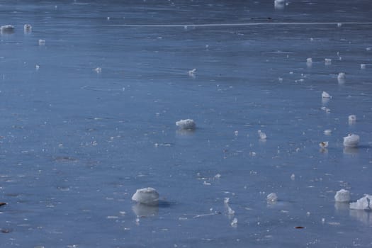 Picture of a lake of ice with snow material on it