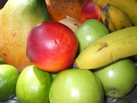 Close up of a group of fruits.