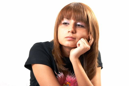 Portrait of the girl on a white background 