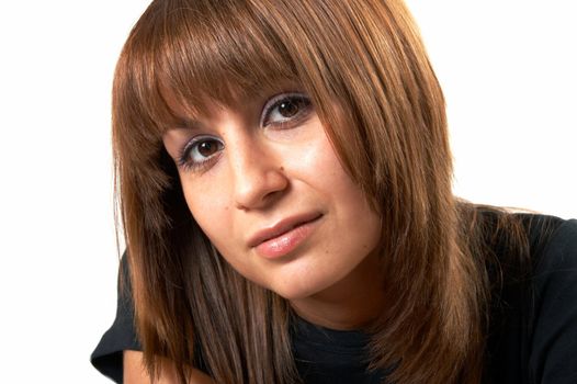 Portrait of the girl on a white background 