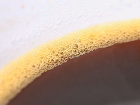 Foam and bubbles on the wall of coffee cups