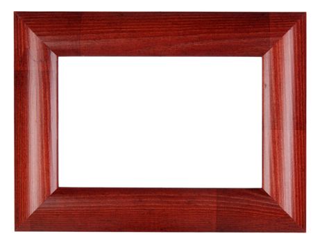 An empty red wooden frame, isolated on white