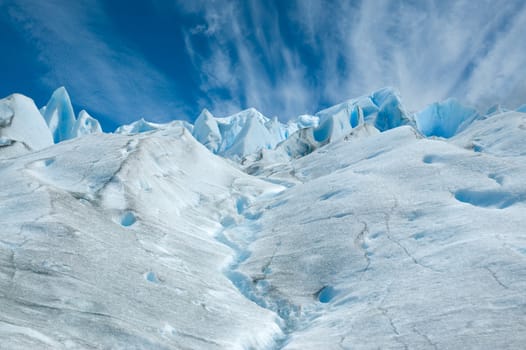Surface of Perito Moreno glacier, in patagonia, Argentina.