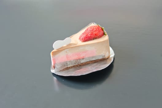 slices of  strawberry cheesecake , sweet dessert