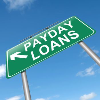 Illustration depicting a sign with a payday loans concept.