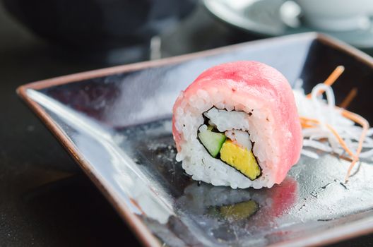 Japanese sushi traditional ,  japanese food roll made of fish