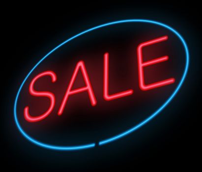 Illustration depicting a neon sign with a sale concept.
