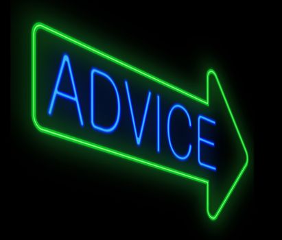 Illustration depicting a neon sign with an advice concept.