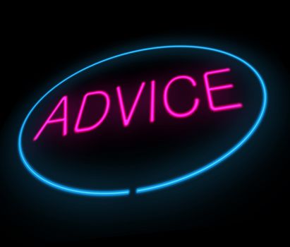 Illustration depicting a neon sign with an advice concept.