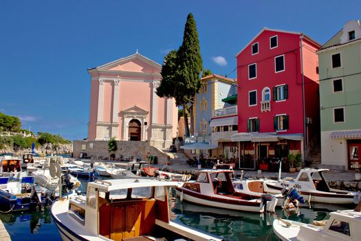 Veli Losinj harbor and colorful architecture, Island of Mali Losinj, Dalmatia, Croatia
