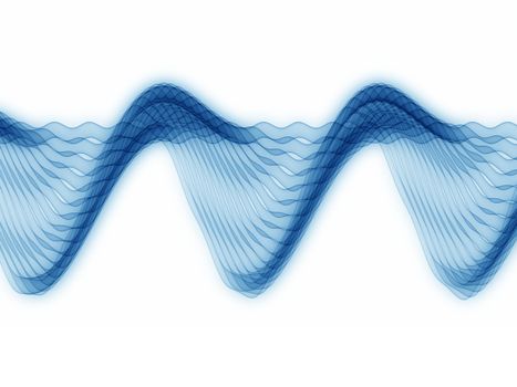 Abstract sine waves rendered in blue against white background