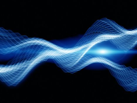 Abstract sine wave rendered in blue against black background