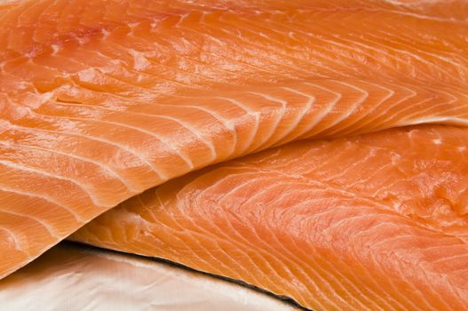 Selective focus on fresh salmon fillet