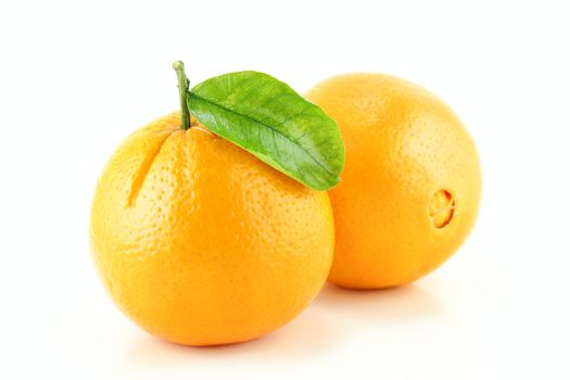 Sweet Orange Fruit with leaves.