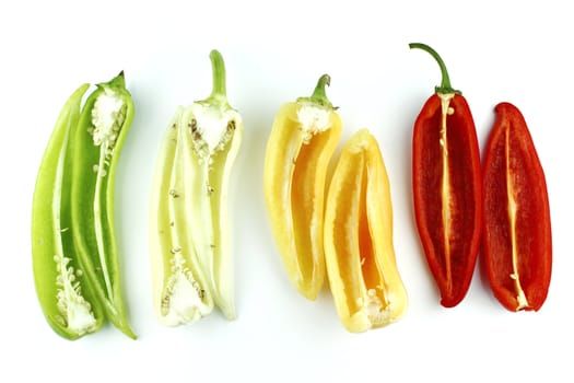 Colorful hot chili pepper on a white background