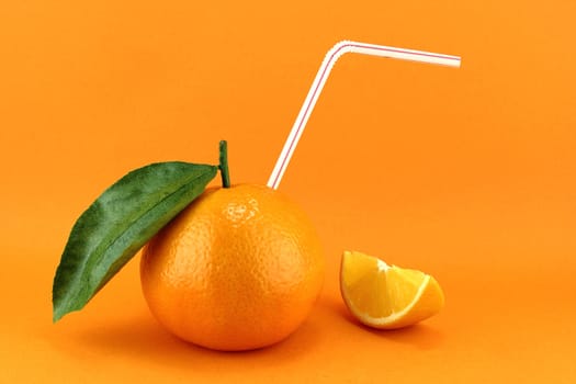 Sweet Orange Fruit with leaves.
