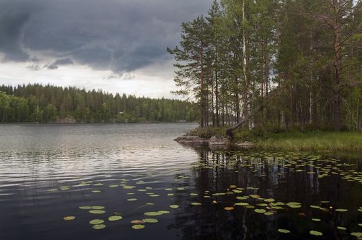 Forest Lake in Finland before the storm
