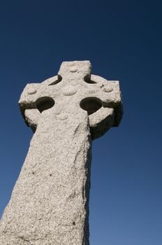 Celtic cross with deep blue sky - with copy space