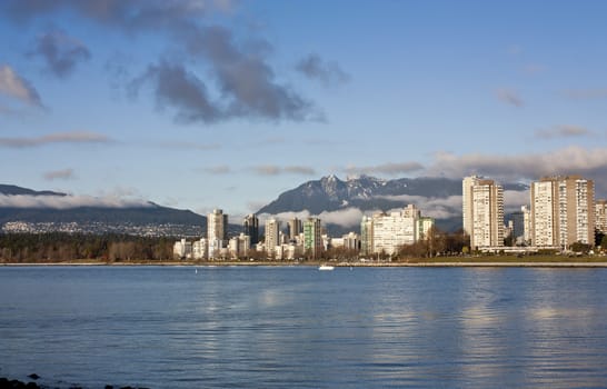 Panorama of Vancouver beach at autumn. Canada.