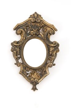 Antique brass frame isolated on white background