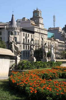 Placa de Catalunya - famous square in Barcelona, Spain