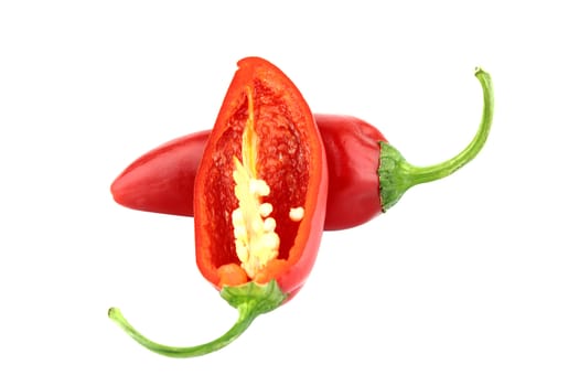 red hot chili pepper on a white background with a clipping path